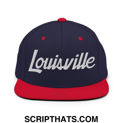 Louisville Script Snapback Hat Navy Red