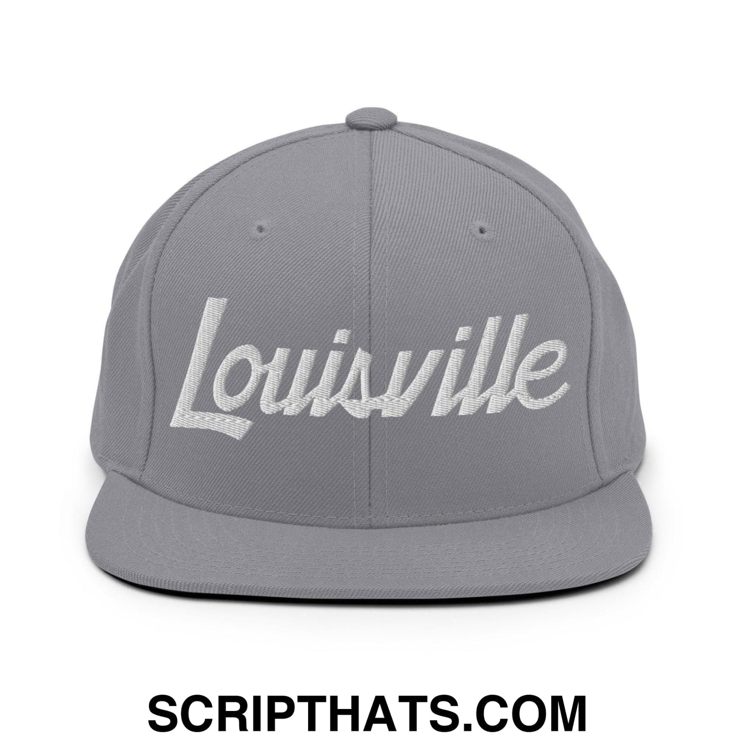 Louisville Script Snapback Hat Silver