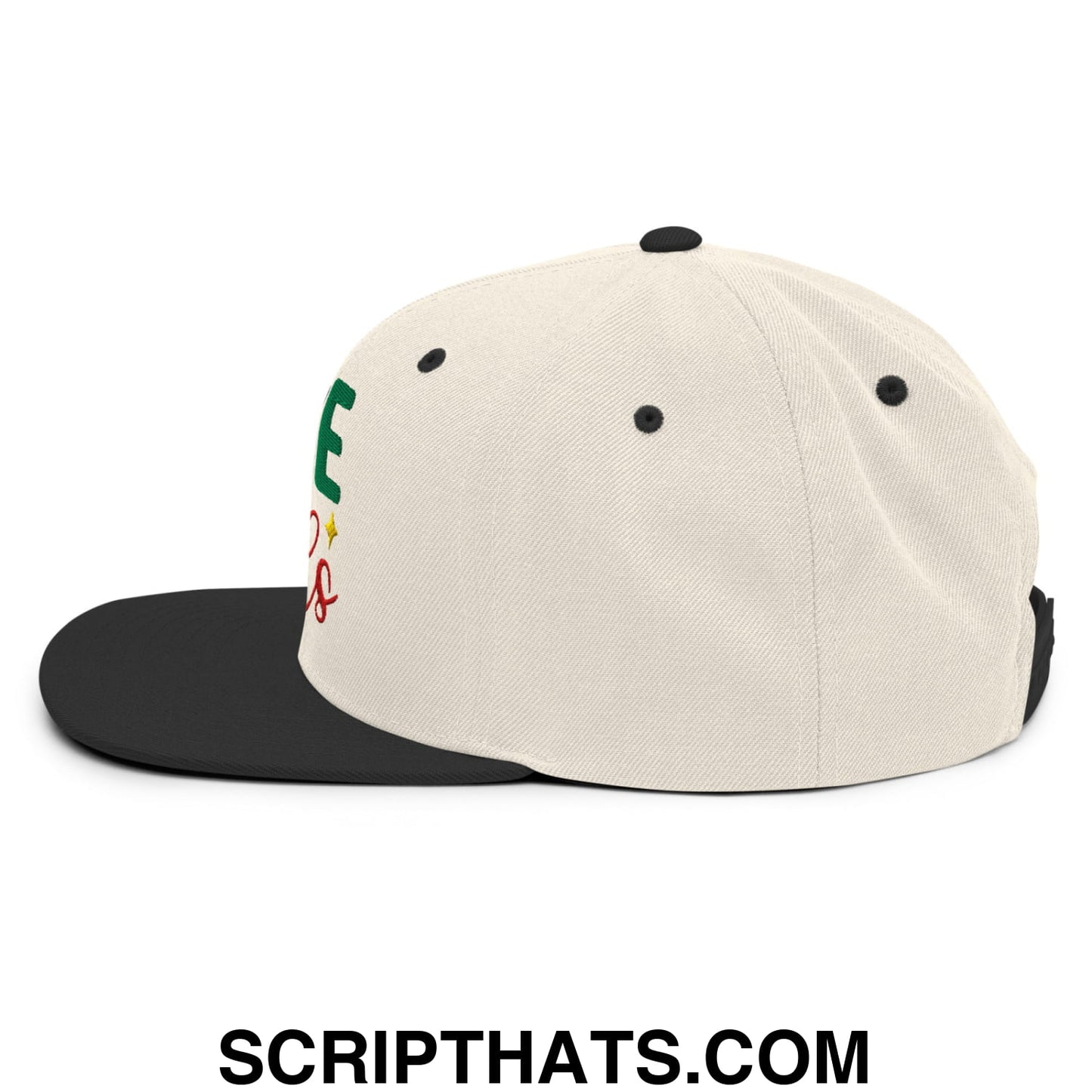 Love Needs No Words Autism Awareness Embroidered Flat Bill Brim Snapback Hat Natural Black
