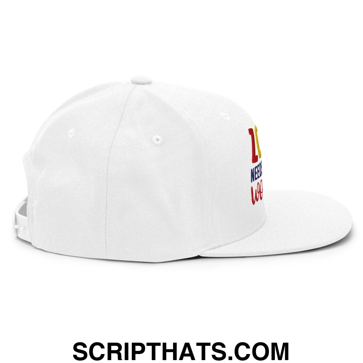Love Needs No Words Autism Awareness Embroidered Flat Bill Brim Snapback Hat White