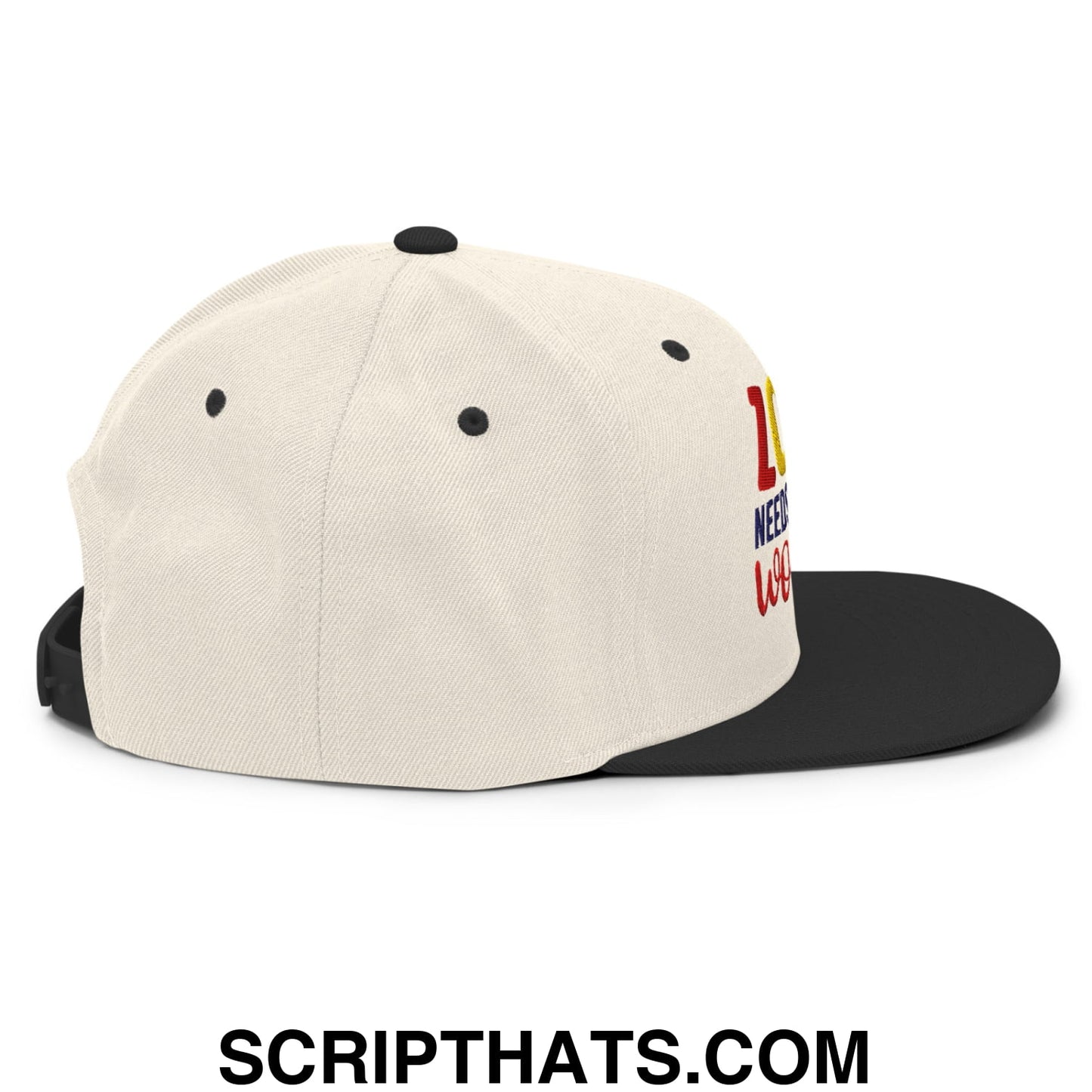 Love Needs No Words Autism Awareness Embroidered Flat Bill Brim Snapback Hat Natural Black