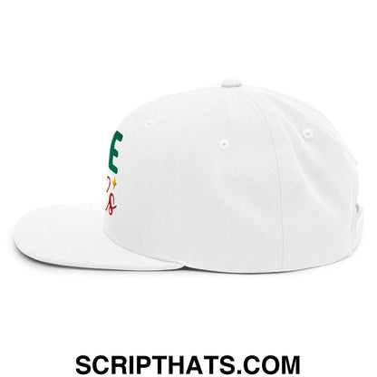 Love Needs No Words Autism Awareness Embroidered Flat Bill Brim Snapback Hat White