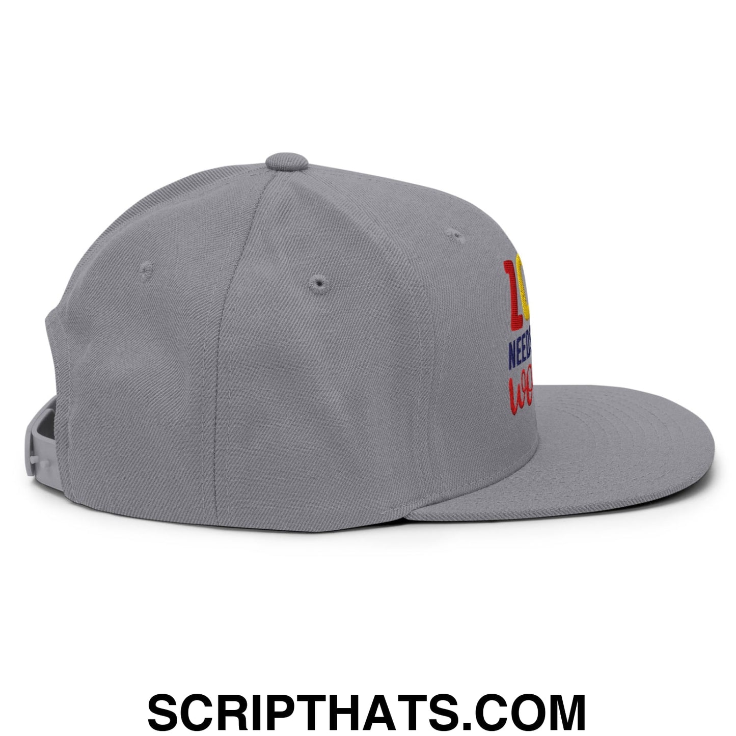 Love Needs No Words Autism Awareness Embroidered Flat Bill Brim Snapback Hat Silver