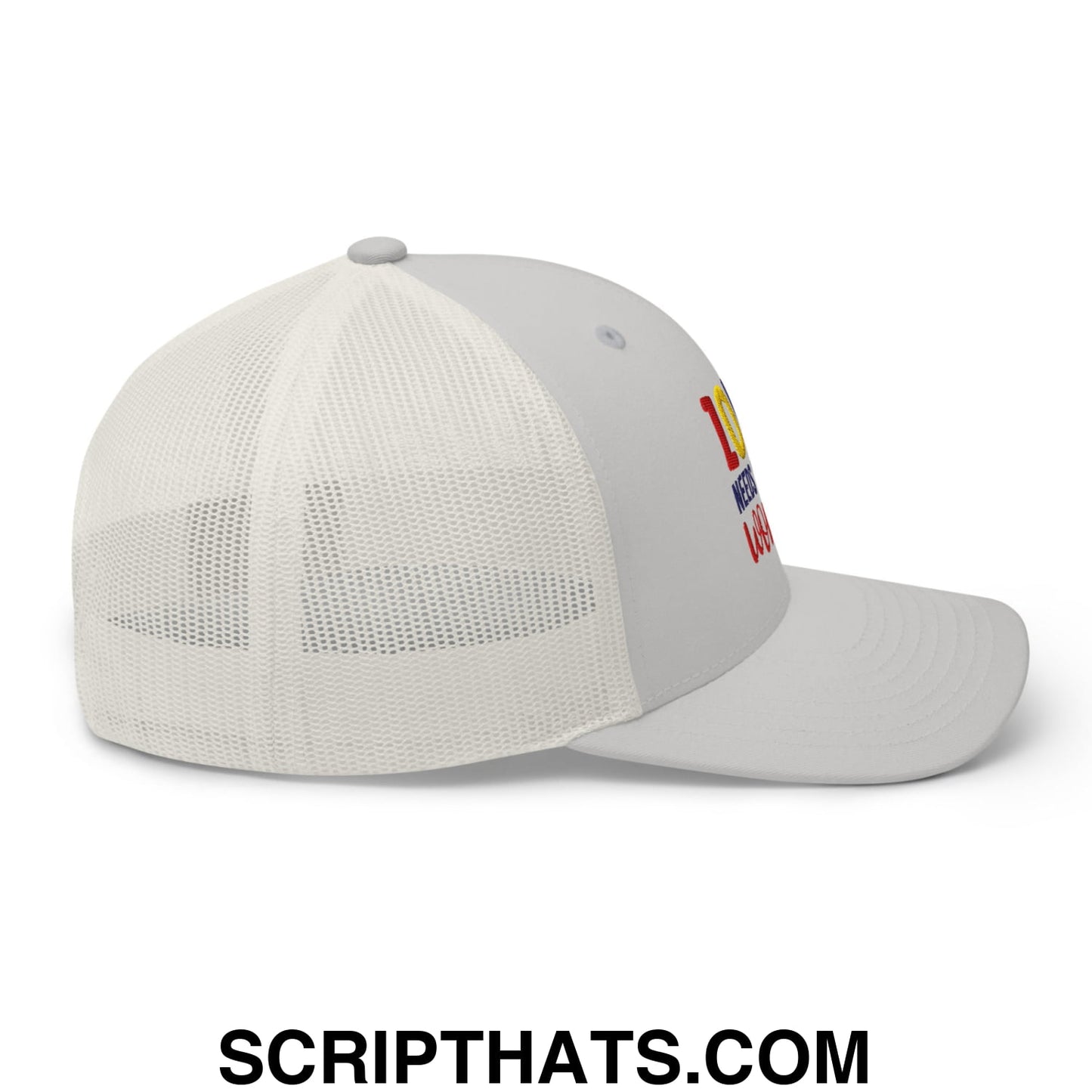 Love Needs No Words Autism Awareness Embroidered Mesh Trucker Hat Silver