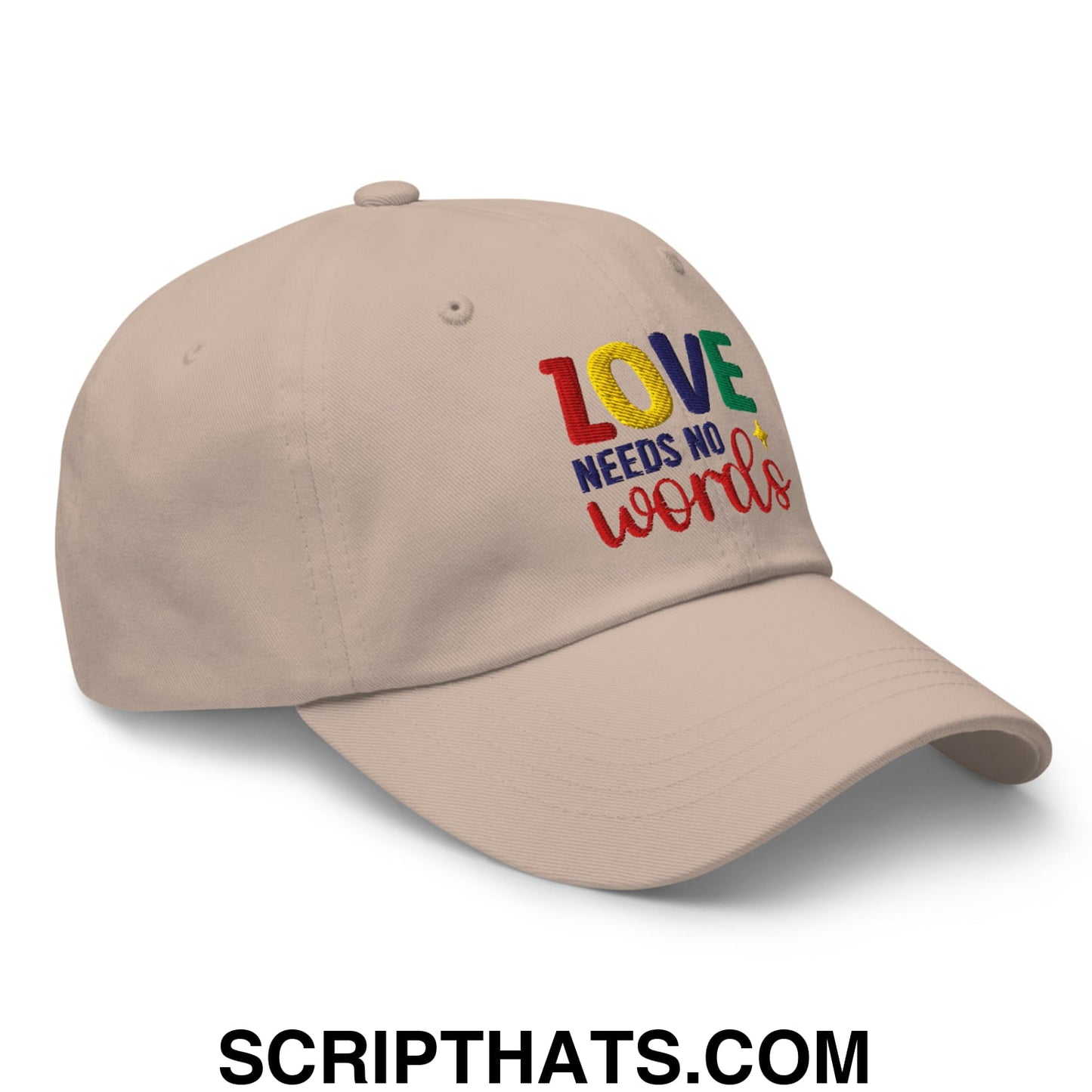 Love Needs No Words Autism Awareness Embroidered Unstructured Dad Hat Stone