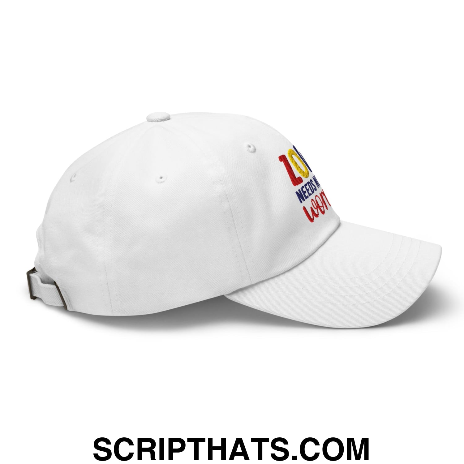 Love Needs No Words Autism Awareness Embroidered Unstructured Dad Hat White