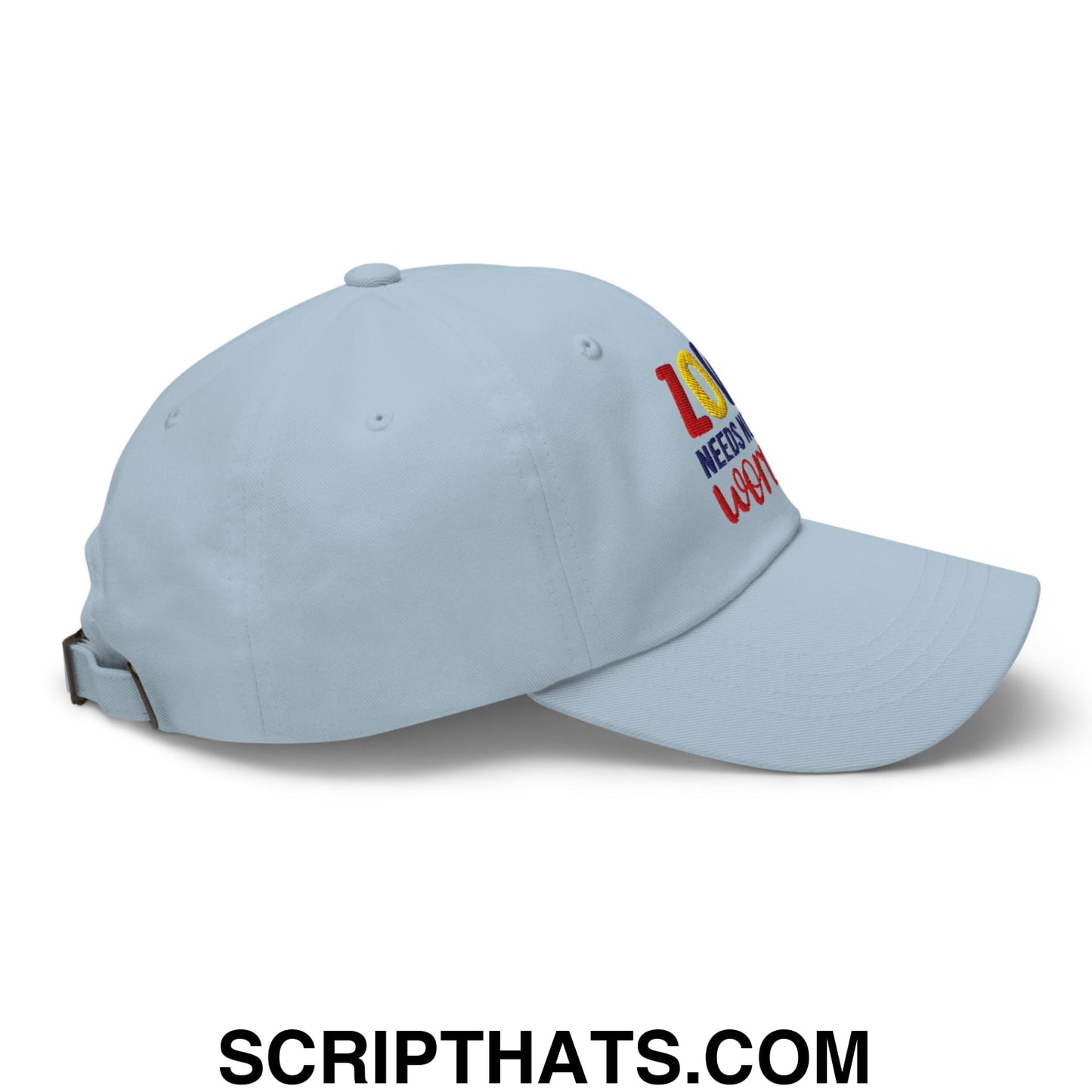 Love Needs No Words Autism Awareness Embroidered Unstructured Dad Hat Light Blue