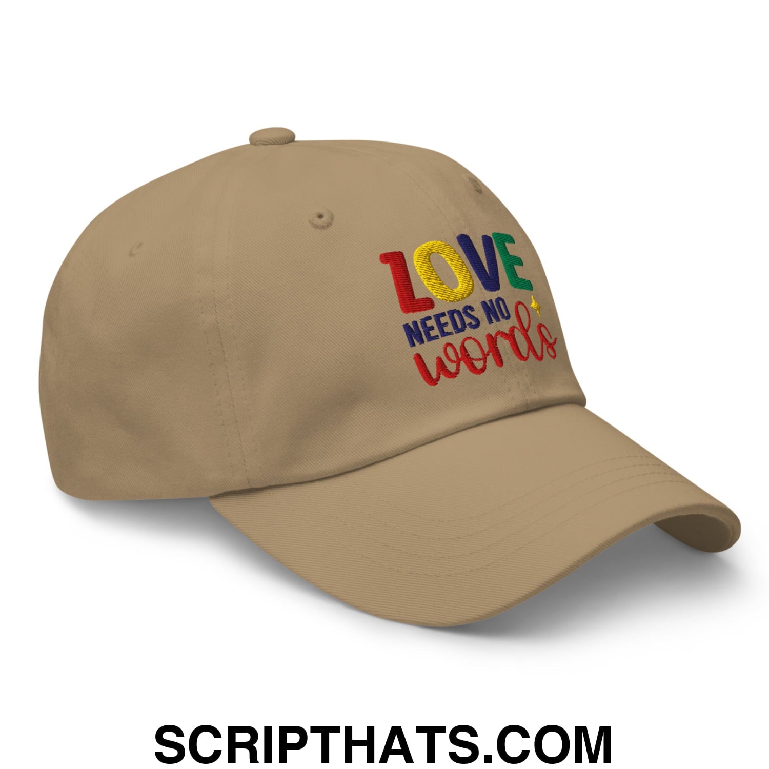 Love Needs No Words Autism Awareness Embroidered Unstructured Dad Hat Khaki