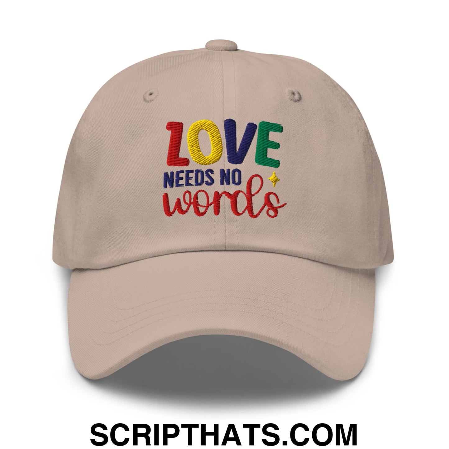 Love Needs No Words Autism Awareness Embroidered Unstructured Dad Hat Stone