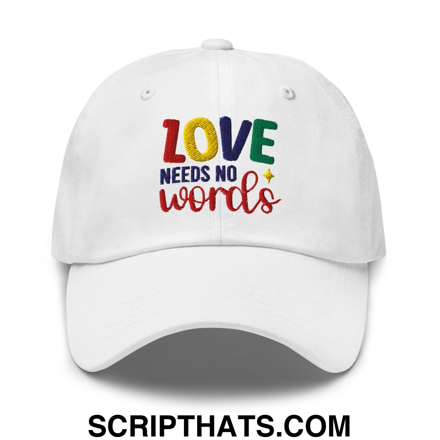 Love Needs No Words Autism Awareness Embroidered Unstructured Dad Hat White