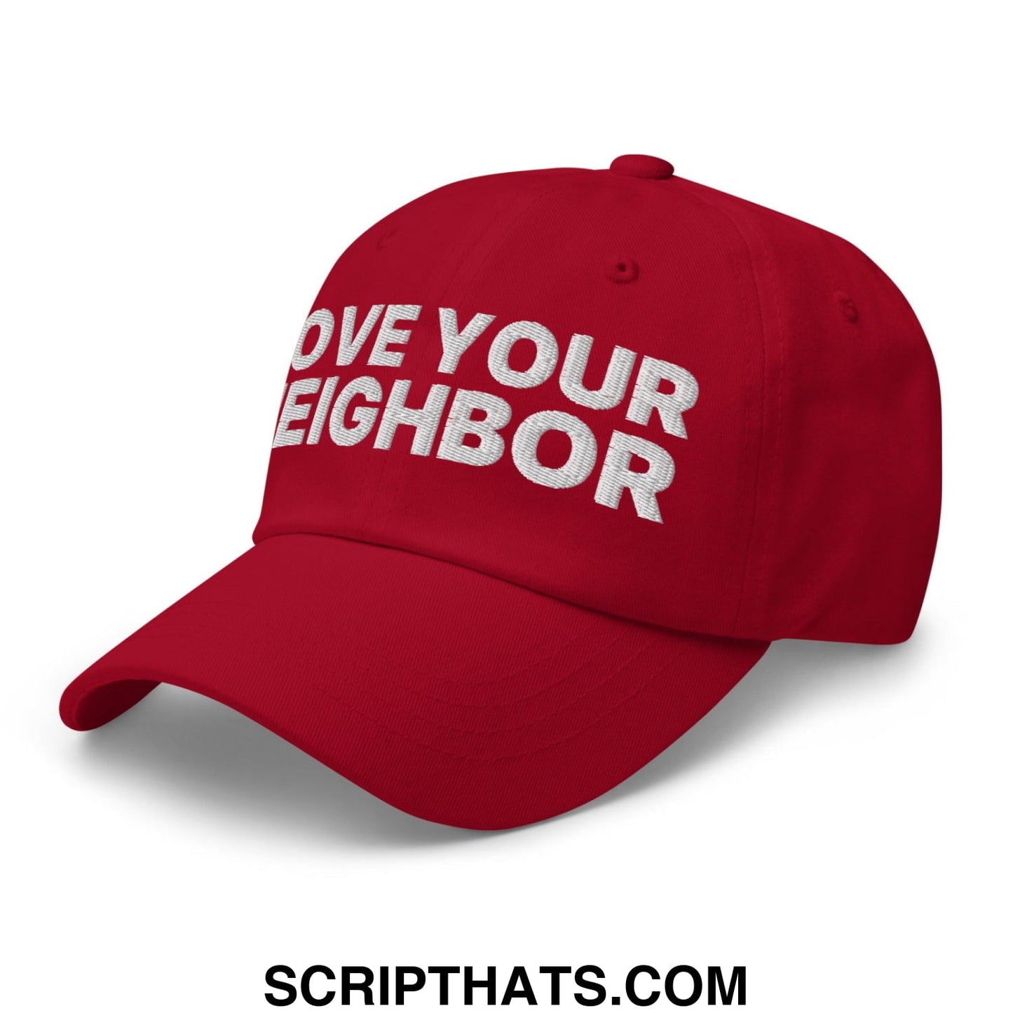 Love Your Neighbor Dad Hat Cranberry