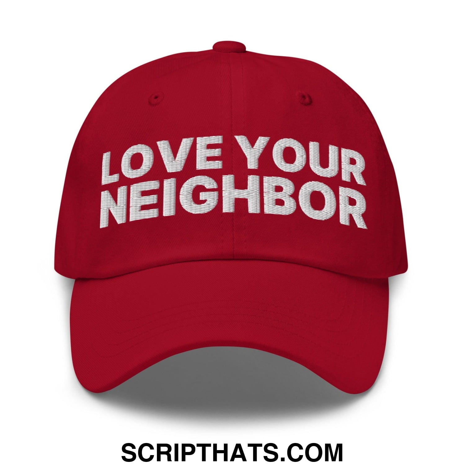 Love Your Neighbor Dad Hat Cranberry