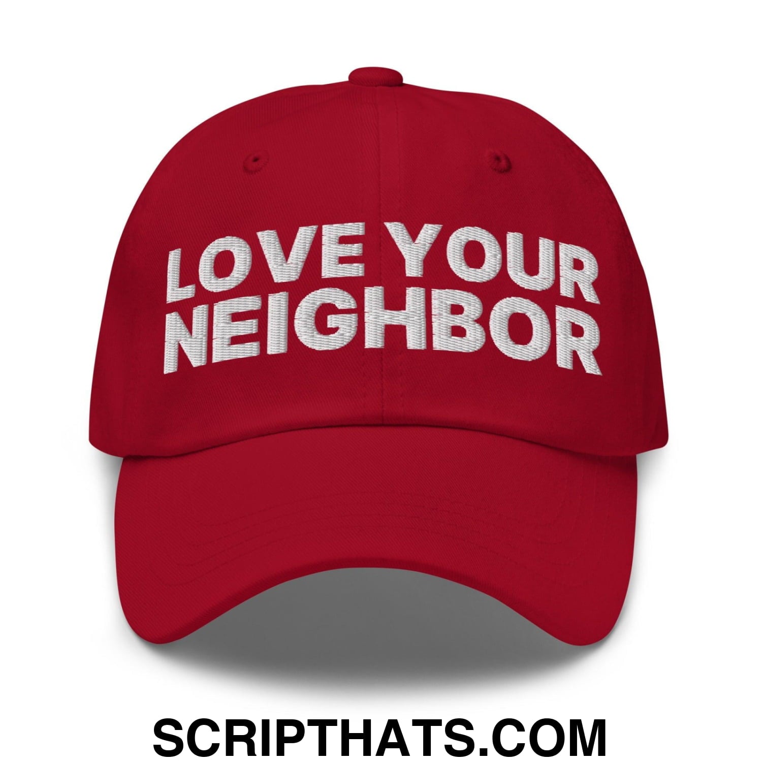 Love Your Neighbor Dad Hat Cranberry