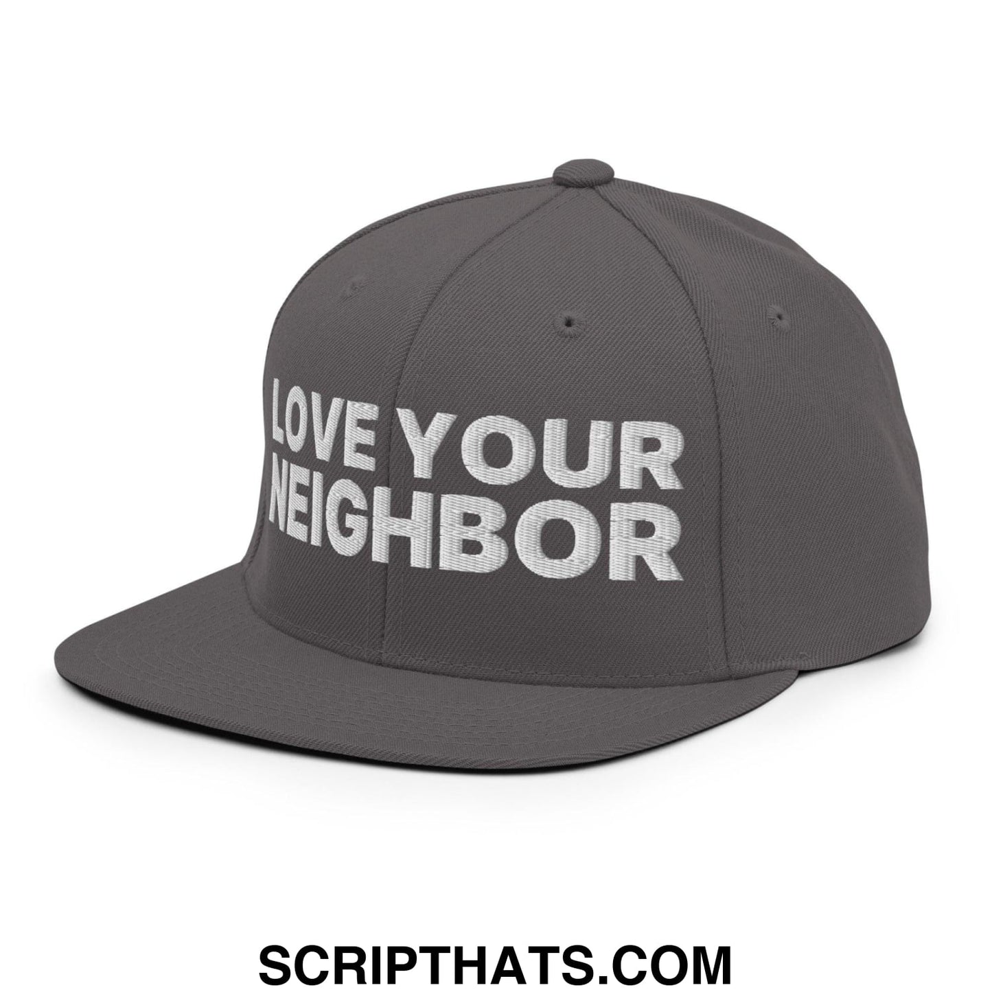 Love Your Neighbor Snapback Hat Dark Grey