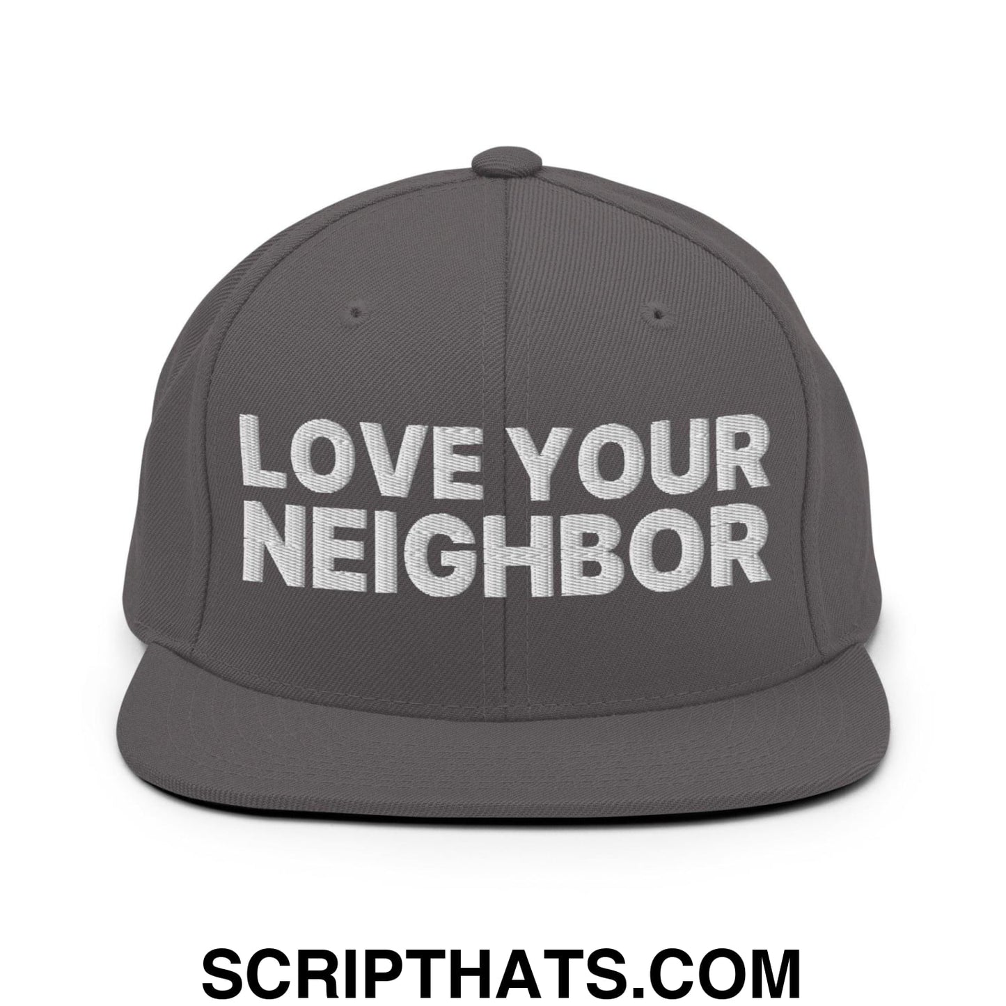 Love Your Neighbor Snapback Hat Dark Grey