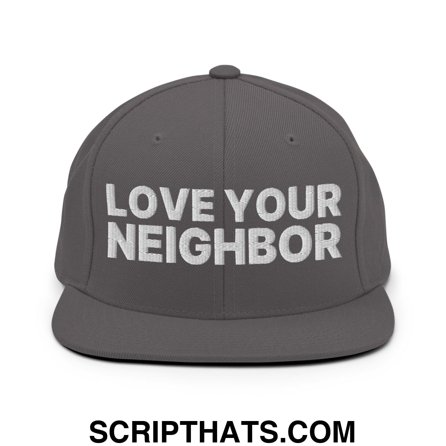 Love Your Neighbor Snapback Hat Dark Grey