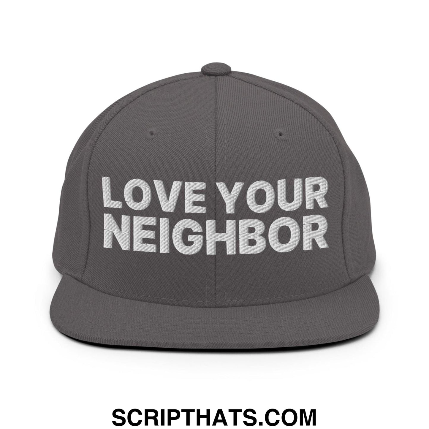 Love Your Neighbor Snapback Hat Dark Grey