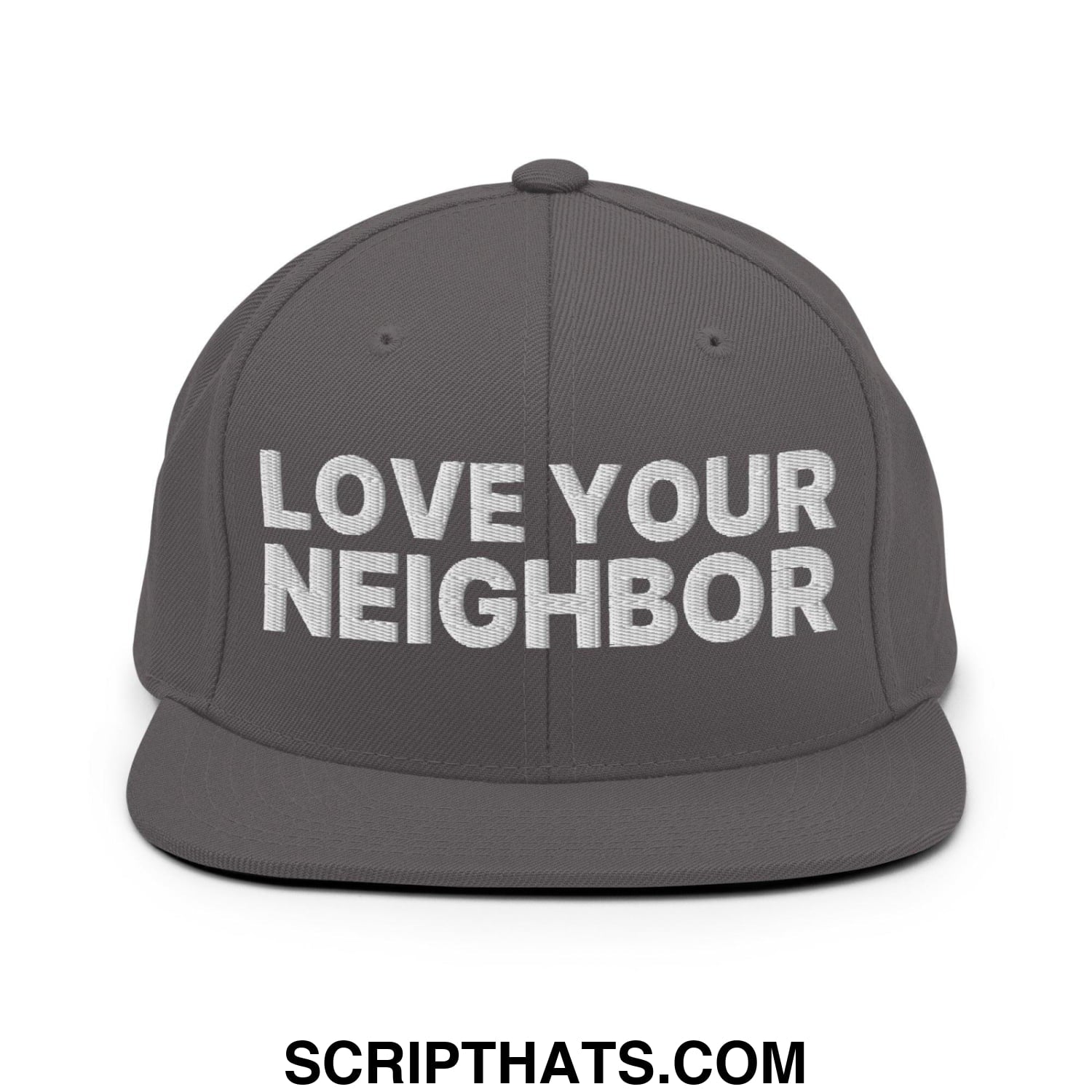 Love Your Neighbor Snapback Hat Dark Grey