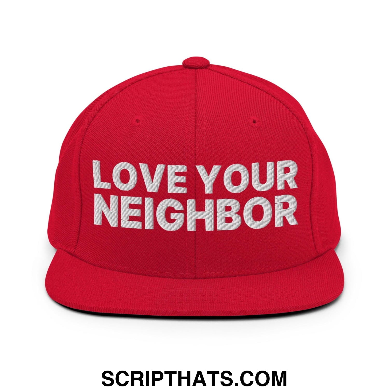 Love Your Neighbor Snapback Hat Red