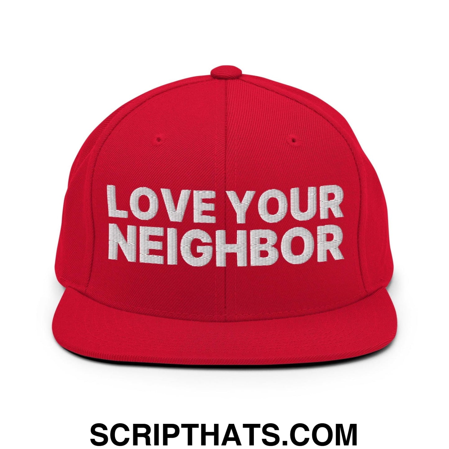 Love Your Neighbor Snapback Hat Red