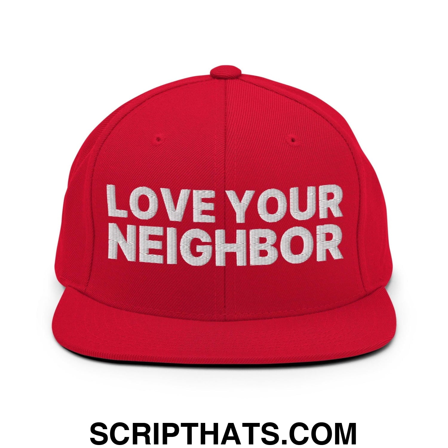 Love Your Neighbor Snapback Hat Red