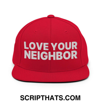 Love Your Neighbor Snapback Hat Red