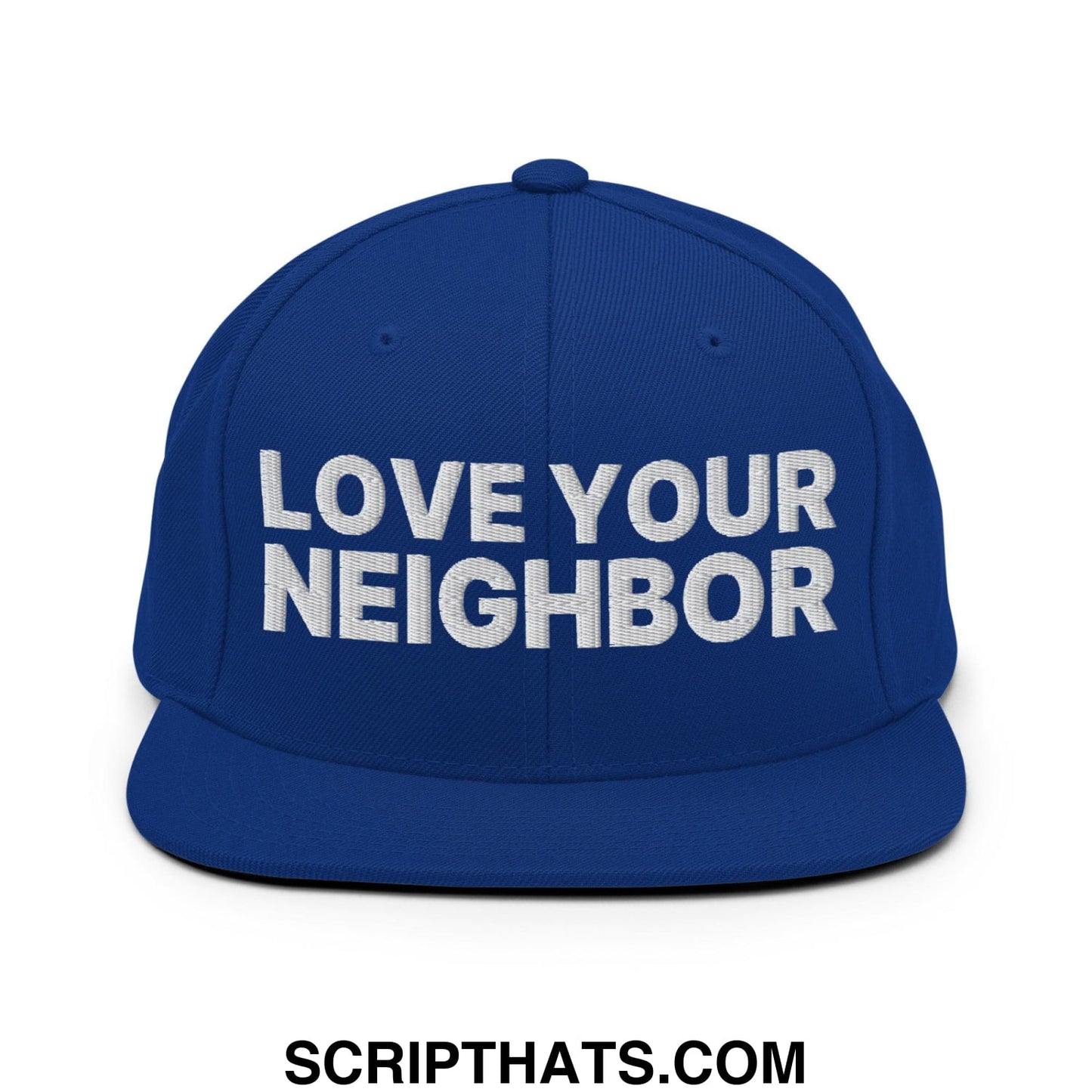 Love Your Neighbor Snapback Hat Royal Blue