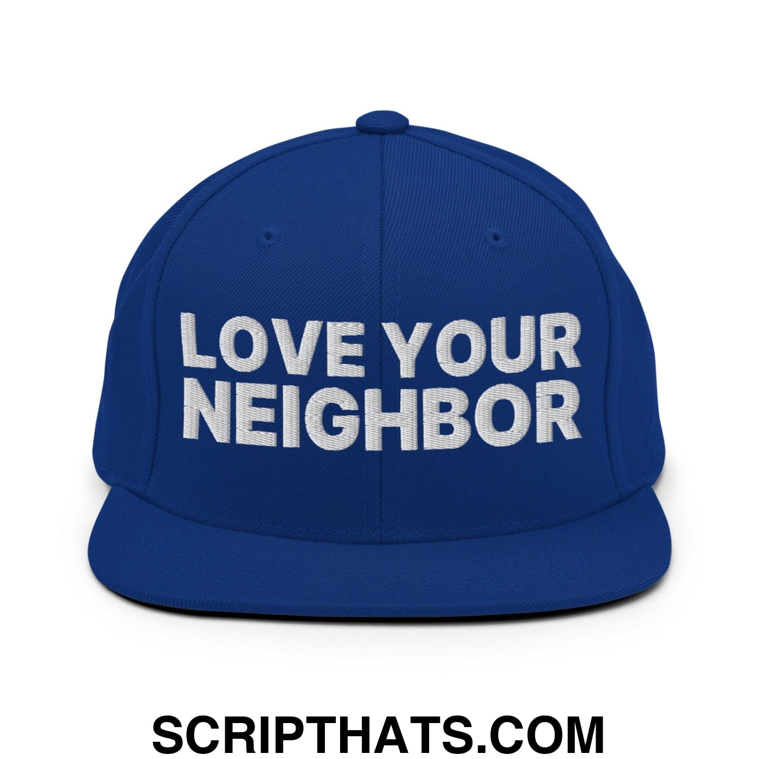 Love Your Neighbor Snapback Hat Royal Blue
