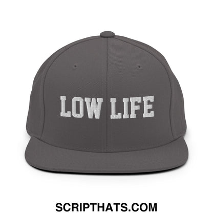 Low Life Embroidered Flat Bill Brim Snapback Hat Dark Grey