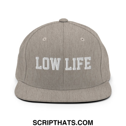 Low Life Embroidered Flat Bill Brim Snapback Hat Heather Grey
