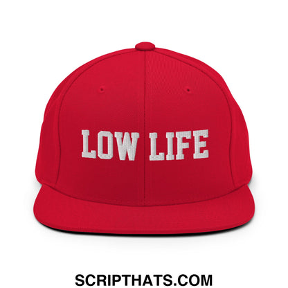 Low Life Embroidered Flat Bill Brim Snapback Hat Red