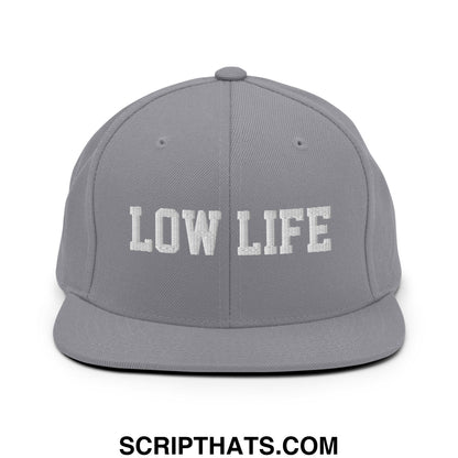 Low Life Embroidered Flat Bill Brim Snapback Hat Silver