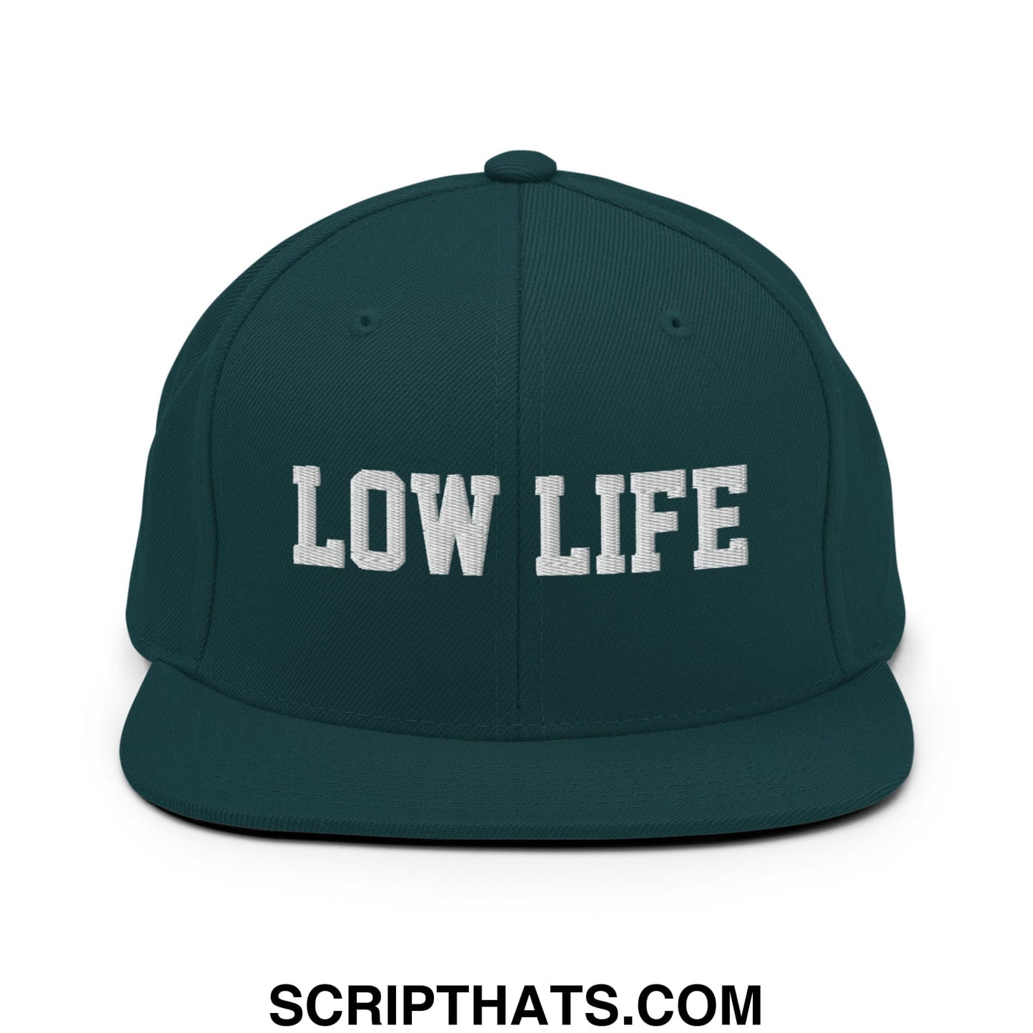 Low Life Embroidered Flat Bill Brim Snapback Hat Spruce