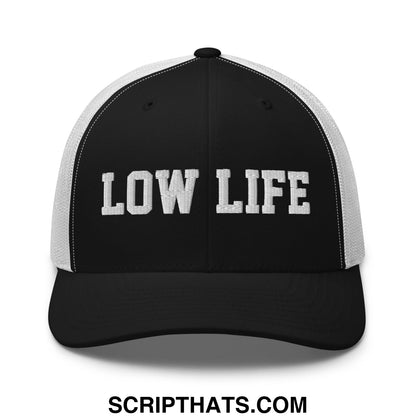 Low Life Embroidered Mesh Trucker Hat Black White