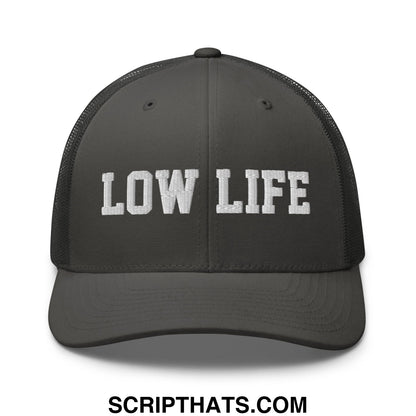Low Life Embroidered Mesh Trucker Hat Charcoal