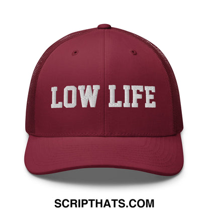 Low Life Embroidered Mesh Trucker Hat Cranberry