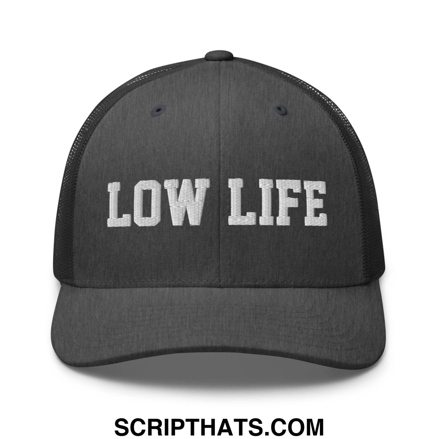 Low Life Embroidered Mesh Trucker Hat Dark Heather Gray