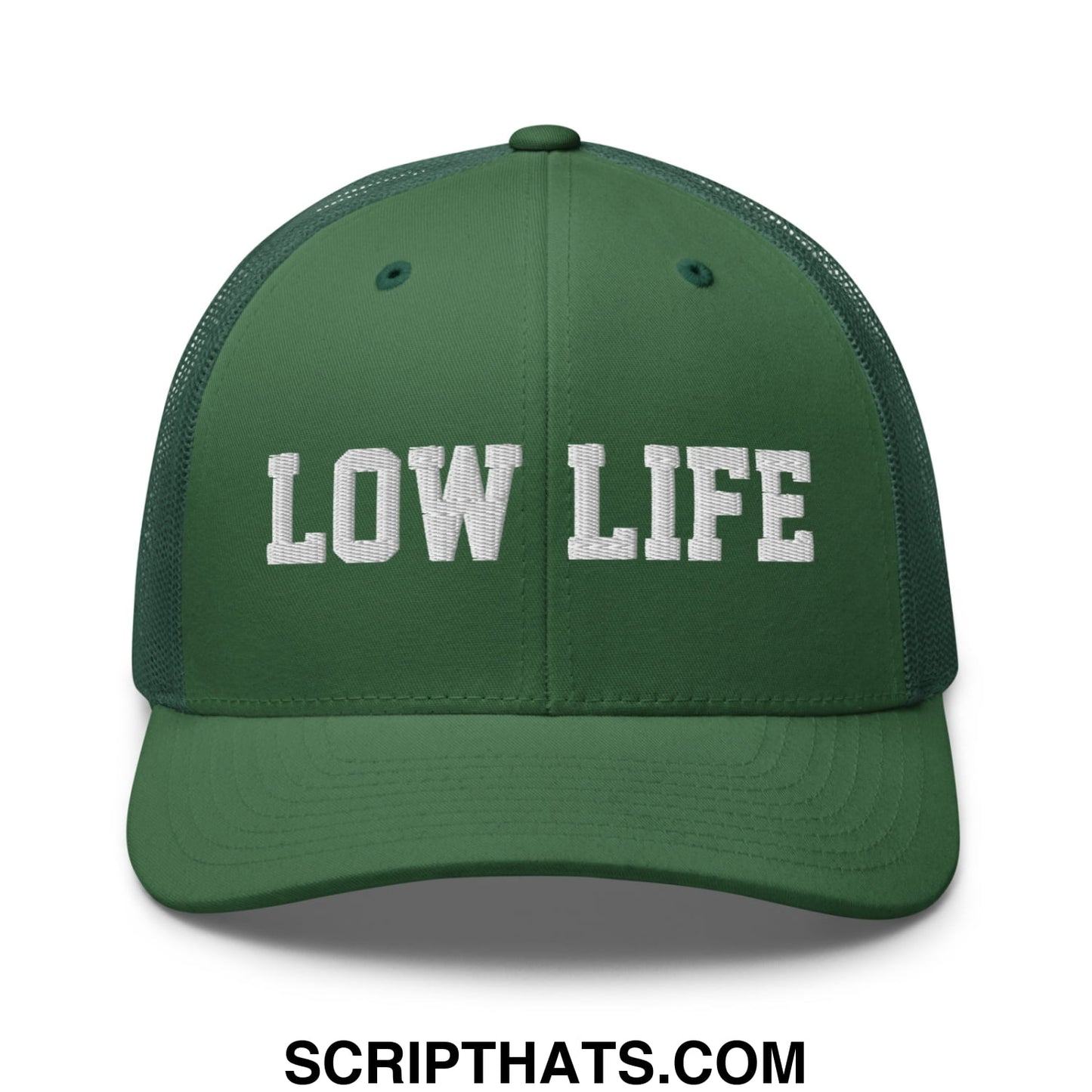 Low Life Embroidered Mesh Trucker Hat Evergreen