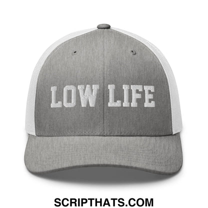 Low Life Embroidered Mesh Trucker Hat Heather Grey White