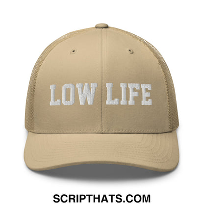 Low Life Embroidered Mesh Trucker Hat Khaki