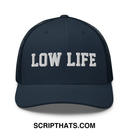 Low Life Embroidered Mesh Trucker Hat Navy