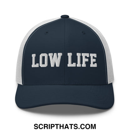 Low Life Embroidered Mesh Trucker Hat Navy White