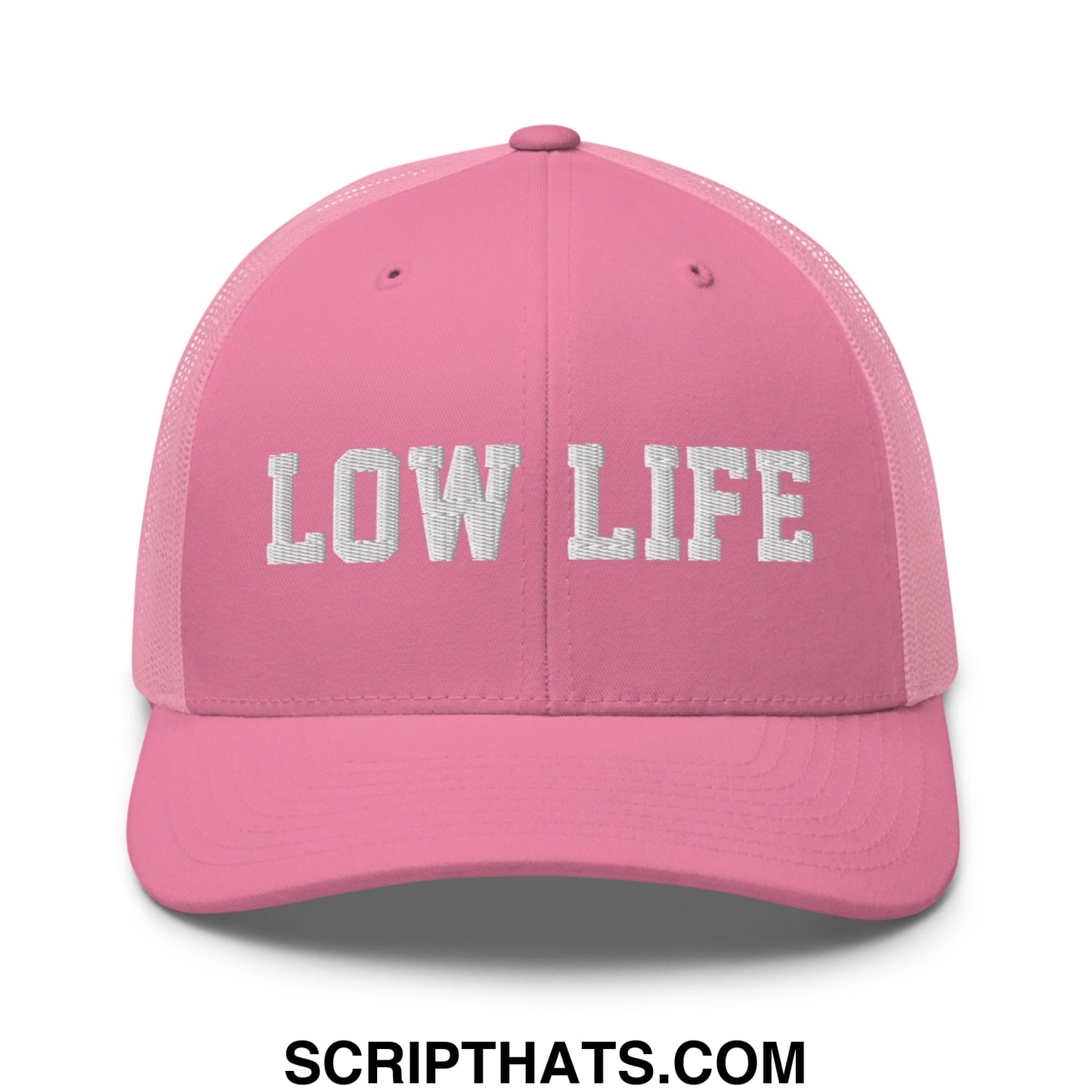 Low Life Embroidered Mesh Trucker Hat Pink