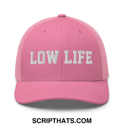 Low Life Embroidered Mesh Trucker Hat Pink