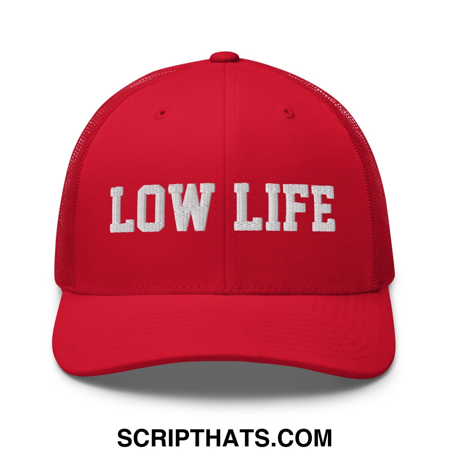 Low Life Embroidered Mesh Trucker Hat Red