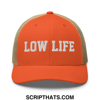 Low Life Embroidered Mesh Trucker Hat Rustic Orange Khaki