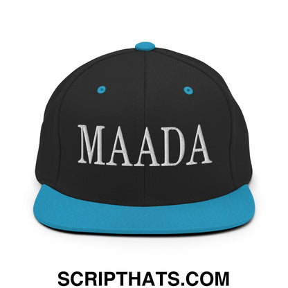 MAADA Make America A Democracy Again Embroidered Flat Bill Brim Snapback Hat Black Teal