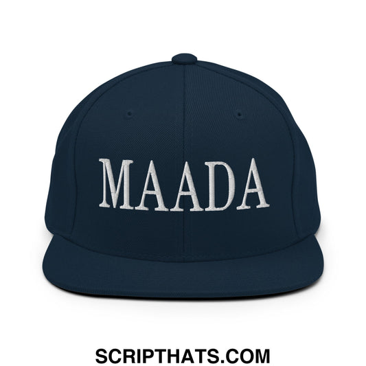 MAADA Make America A Democracy Again Embroidered Flat Bill Brim Snapback Hat Dark Navy