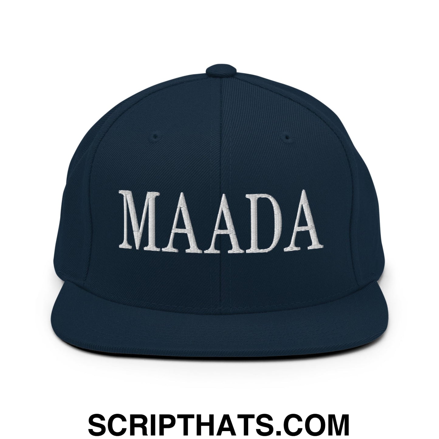 MAADA Make America A Democracy Again Embroidered Flat Bill Brim Snapback Hat Dark Navy