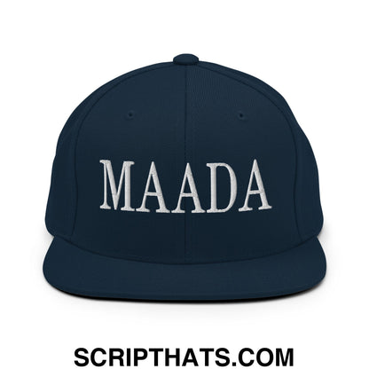 MAADA Make America A Democracy Again Embroidered Flat Bill Brim Snapback Hat Dark Navy